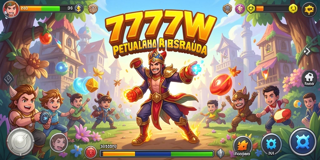 Screenshot gameplay seru dari 7777W yang menampilkan aksi arcade.