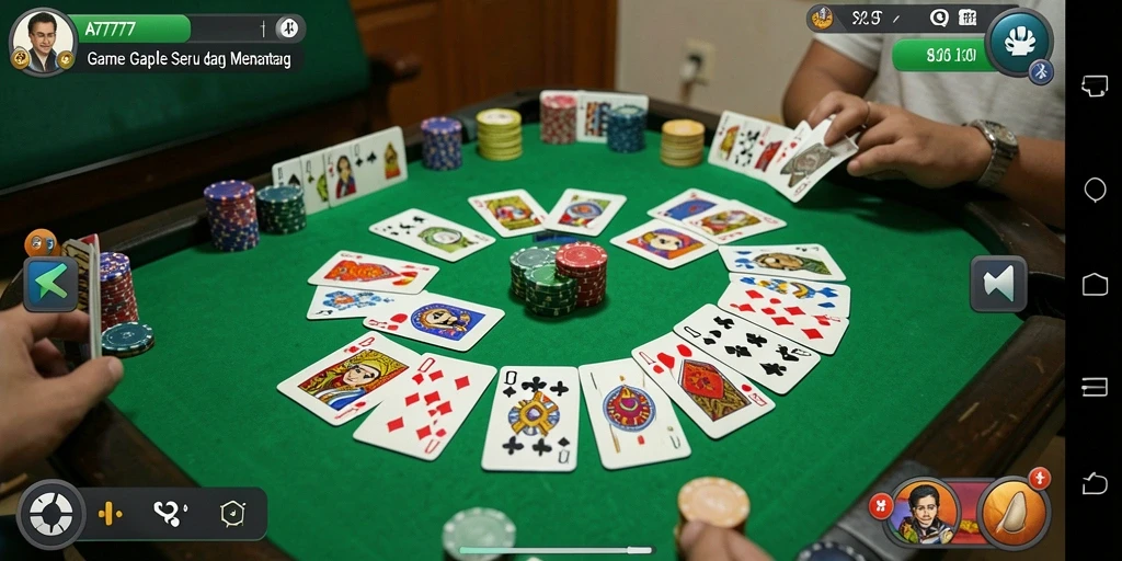 Tampilan gameplay Gaple yang menegangkan dan menyenangkan.