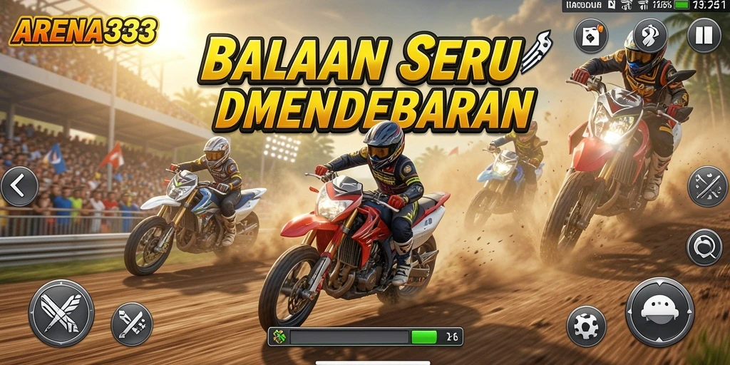 Gameplay seru ARENA333 dengan mobil balap dan lintasan yang menantang.