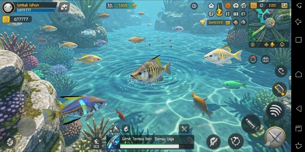 Tangkapan layar menampilkan aksi seru dalam gameplay Tembak Ikan.