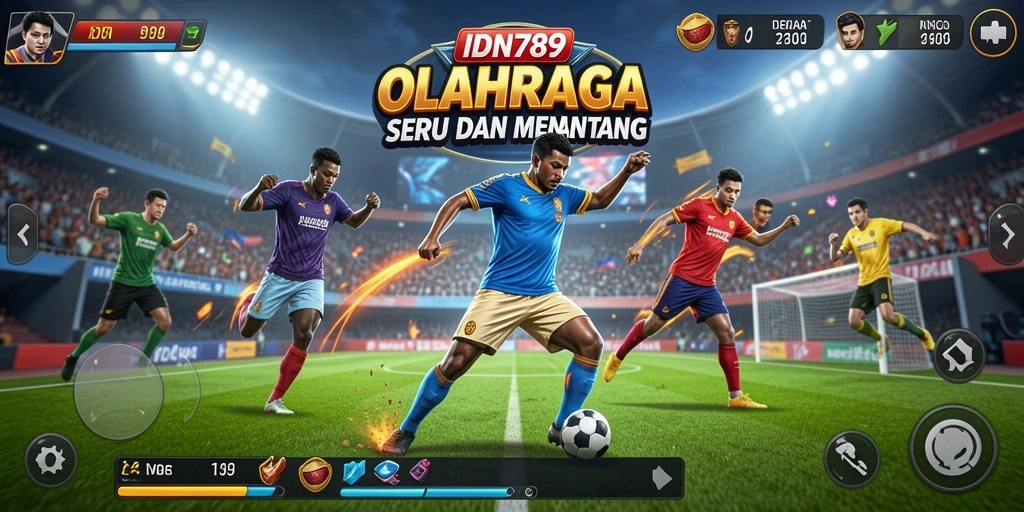 Tangkapan layar menampilkan aksi pertandingan olahraga memukau.