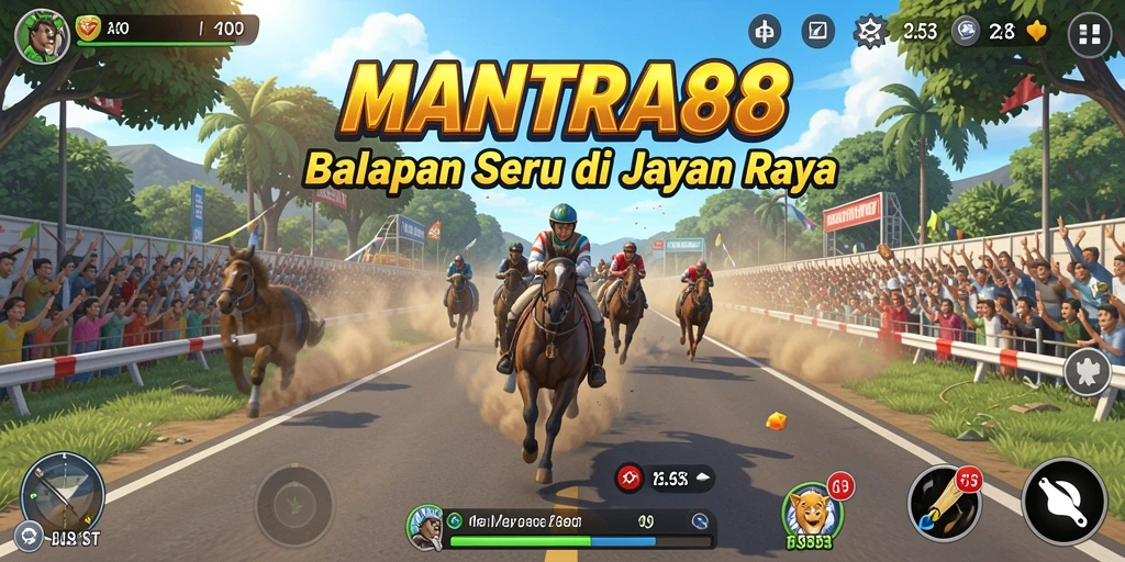 Screenshot utama MANTRA88 menampilkan aksi balapan yang mendebarkan.
