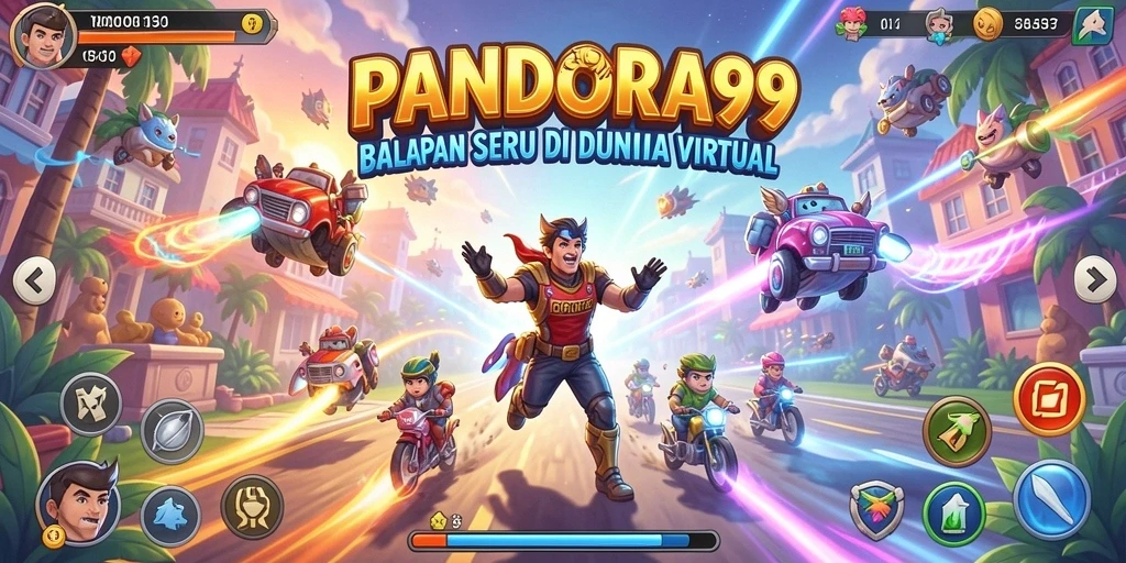Gameplay seru PANDORA99 dengan mobil balap yang memukau.