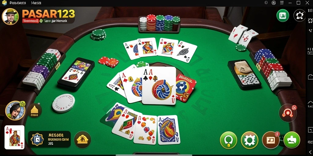 Tampilan gameplay seru di PASAR123 dengan suasana Gaple yang mengasyikkan.