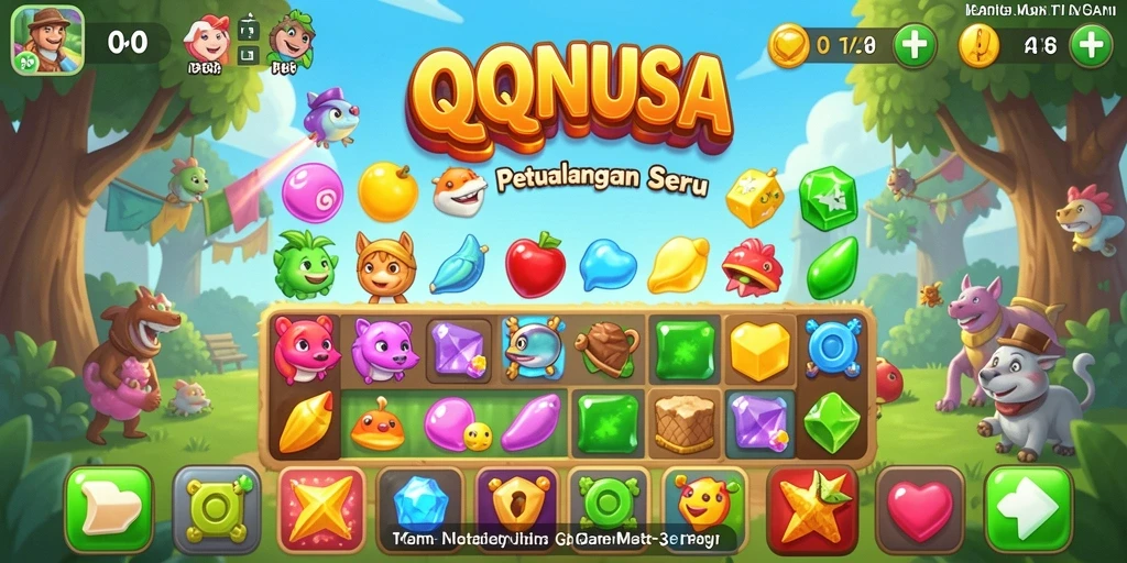 Tampilan menarik gameplay QQNUSA dengan elemen warna-warni.