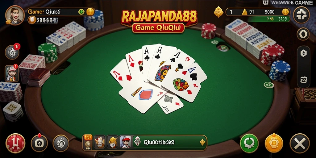 Screenshot utama RAJAPANDA88 menampilkan aksi seru permainan QiuQiu.