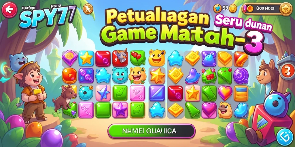 Tangkapan layar menampilkan aksi seru gameplay Match-3 di SPY77.