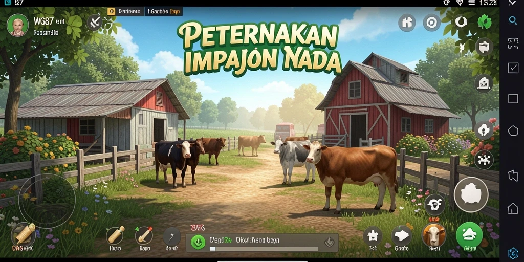 Tampilan gameplay WG87 dengan aktivitas pertanian yang menarik.